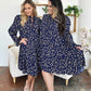 Double Take Full Size Printed Ruffle Hem Long Sleeve Dress