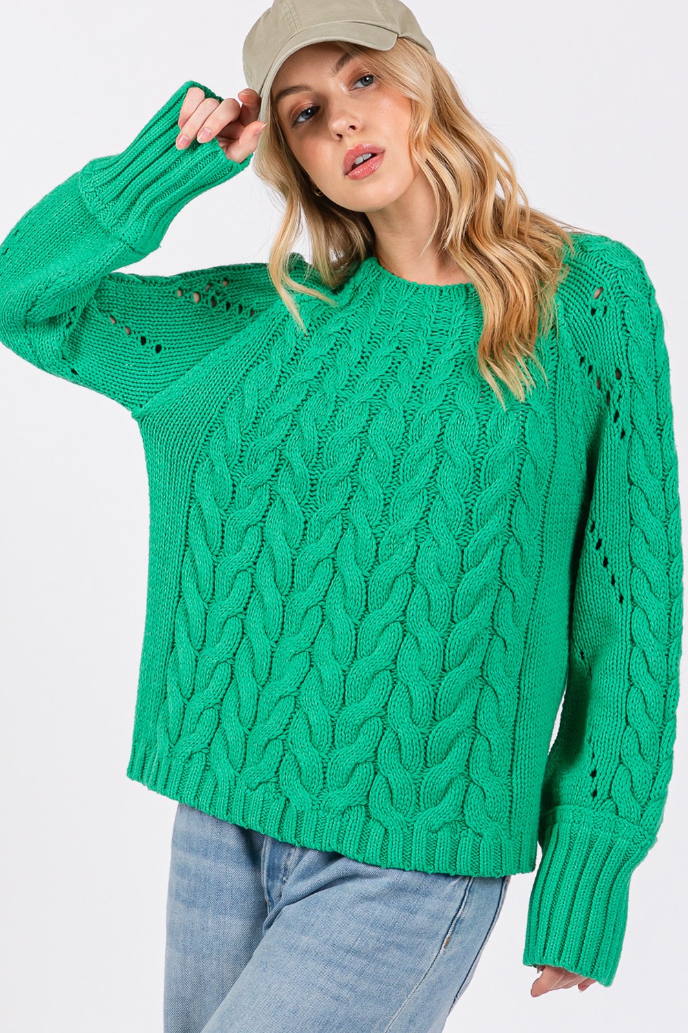 SAGE + FIG Cable-Knit Long Sleeve Sweater *