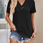 Full Size Eyelet V-Neck Short Sleeve Top