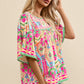 Full Size Printed Round Neck Half Sleeve Blouse