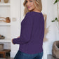 Button Up Round Neck Long Sleeve Cardigan
