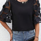 Applique Round Neck Half Sleeve Blouse