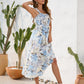 FULL SIZE Smocked Printed Square Neck Midi Dress