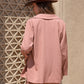Lace Detail Collared Neck Long Sleeve Top and Shorts Set