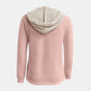 Full Size Waffle-Knit Contrast Long Sleeve Hoodie