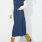 Slit Half Button Collared Neck Cap Sleeve Denim Dress