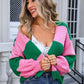 Striped Open Front Dropped Shoulder Cardigan