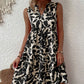 Printed Notched Sleeveless Mini Dress