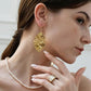 Brass Cutout Leaf Shape Earrings
