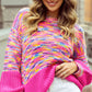 Rainbow Confetti Drop Shoulder Sweater