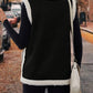 Full Size Contrast Open Front Sherpa Vest Coat