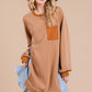 Ces Femme Striped Patchwork Round Neck Terry Sweatshirt Dress