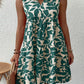 Printed Notched Sleeveless Mini Dress