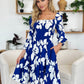 Double Take Full Size Floral Ruffle Hem Smocked Dress
