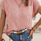 Plaid Pocketed Round Neck Sweater