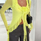Flower Scoop Neck Long Sleeve Top