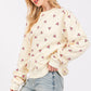 SAGE + FIG Heart Printed Contrast Long Sleeve Sweatshirt