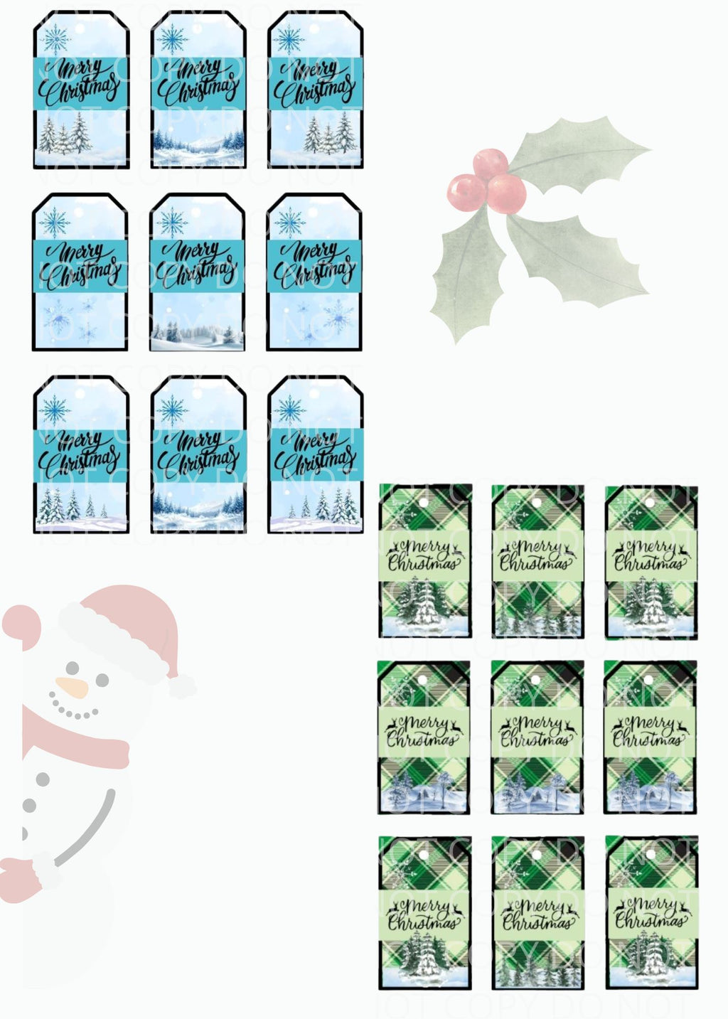Printable Christmas Gift Tags Bundle – 12 Sheets of Assorted Buffalo Plaid, Farmhouse & Classic Holiday Gift Labels (PNG, JPG, PDF, SVG, PPTX)