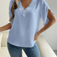 V-Neck Short Sleeve Blouse