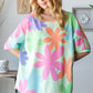 HOPELY Floral Round Neck Waffle T-Shirt