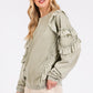 Mittoshop Ruffled Mineral Washed Round Neck Long Sleeve Sweatshirt