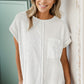 White Pocketed Round Neck Top and Shorts Set