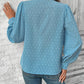 Full Size Swiss Dot Collared Neck Long Sleeve Shirt