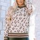 Leopard Mock Neck Long Sleeve Sweater