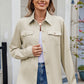 Solid Color Collared Neck Long Sleeve Shirt