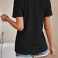 Full Size Eyelet V-Neck Short Sleeve Top