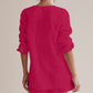 Notched Long Sleeve Top and Shorts Set