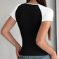 Devine Contrast Scoop Neck Short Sleeve T-Shirt