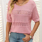 Openwork Round Neck Half Sleeve Knit Top