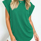 Full Size Textured Round Neck Cap Sleeve Blouse