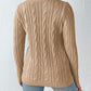 Cable-Knit Round Neck Long Sleeve Sweater