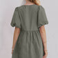 Oh Bow Ruched Puff Sleeve Mini Dress
