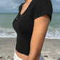 Devine Button Detail Short Sleeve T-Shirt