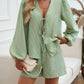Devine Tied Long Sleeve Top and Shorts Set