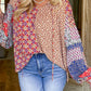 Printed Tie Neck Long Sleeve Blouse