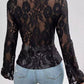 Tied V-Neck Long Sleeve Lace Top