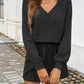 Cutout V-Neck Long Sleeve Mini Dress