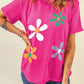 Flower Round Neck Short Sleeve T-Shirt