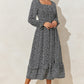 Printed Square Neck Long Sleeve Midi Dress