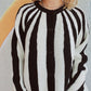Contrast Stripes Button Down Long Sleeve Cardigan