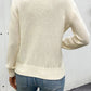Perfee Openwork Round Neck Long Sleeve Sweater