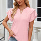 Full Size Eyelet Notched Flutter Sleeve T-Shirt