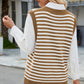 Slit V-Neck Striped Sweater Vest