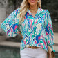 Printed Puff Sleeve Collared Blouse