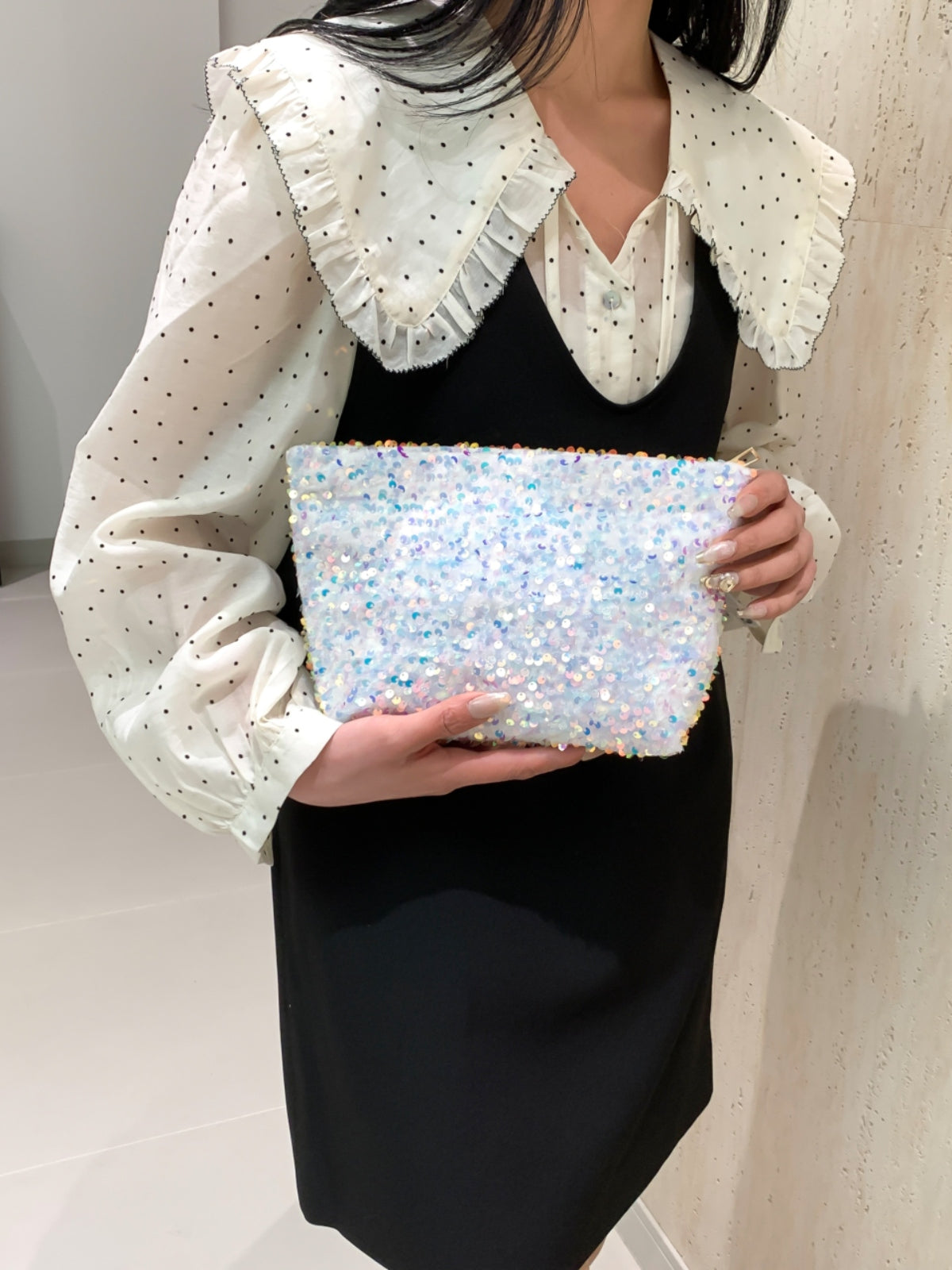 Sequin Clutch with Zipper