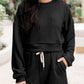 Ribbed Round Neck Long Sleeve Top and Shorts Set